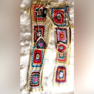 Crochet bikini top and matching pants